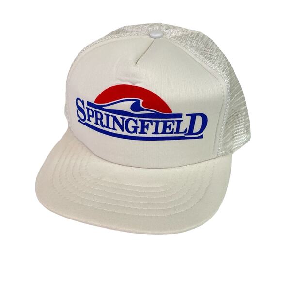 Springfield Vintage Trucker Hat Cap White 80s Retro Mesh Snap Back - Picture 7 of 7